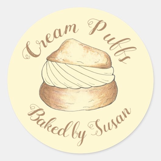 Homemade Cream Puffs Creampuff-gebak Ronde Sticker (Voorkant)