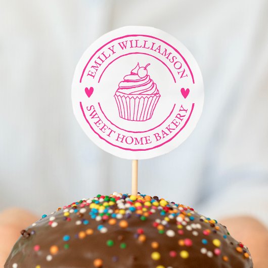 Homemade Cupcake Bakery Logo & Name Persoonlijk Zelfinktende Stempel