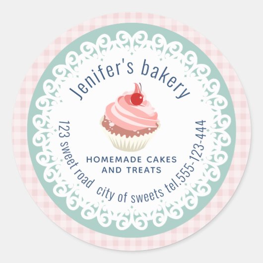 Homemade cupcakes en tappen met een gepoetseerd po ronde sticker (Voorkant)