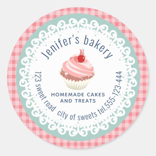 Homemade cupcakes en tappen met een gepoetseerd po ronde sticker (Voorkant)