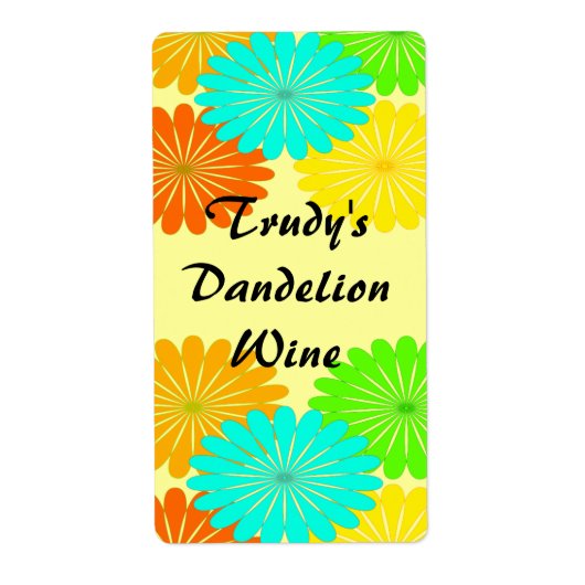 Homemade Dandelion Pick Flowers Wine Labels (Voorkant)