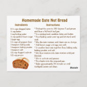 Homemade Date Nut Bread Recipe Briefkaart (Achterkant)