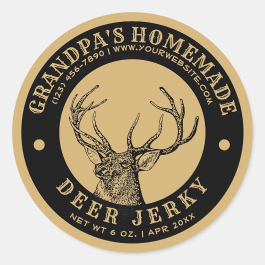 Homemade Deer Jerky Label Sjabloon Ronde Sticker (Voorkant)