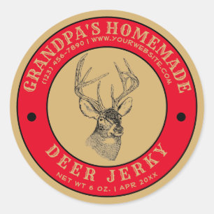 Homemade Deer Jerky Sjabloon Klassieke ronde Stick Ronde Sticker