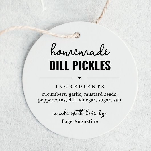 Homemade Dill Pickle Jar Label Label