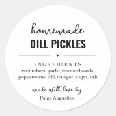 Homemade Dill Pickle Jar Label Sticker (Voorkant)