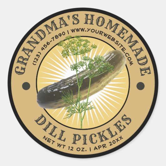 Homemade Dill Pickles Label Sjabloon (Voorkant)