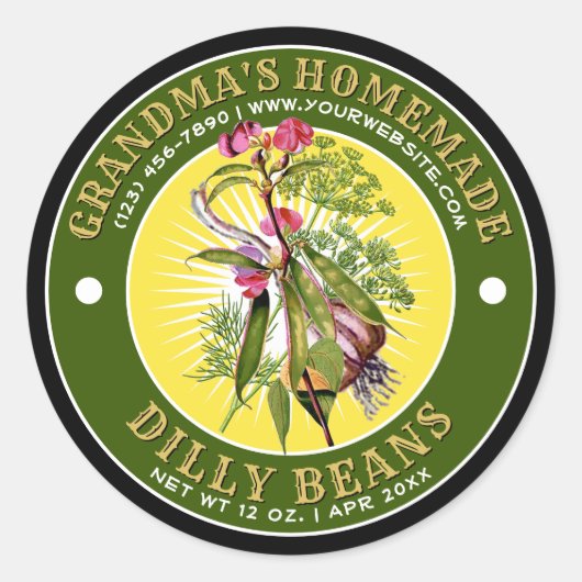 Homemade Dilly Beans Label Sjabloon (Voorkant)