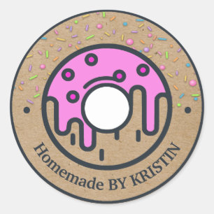 Homemade Donut Craft Paper Classic Round Sticker
