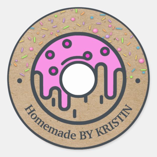 Homemade Donut Craft Paper Classic Round Sticker