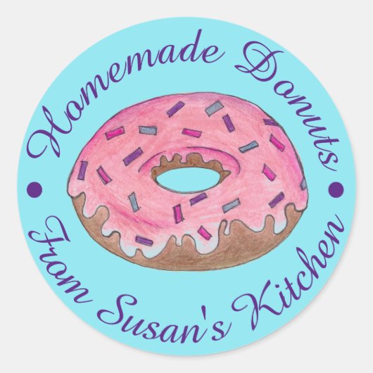 Homemade donuts uit de keuken van ronde sticker (Voorkant)
