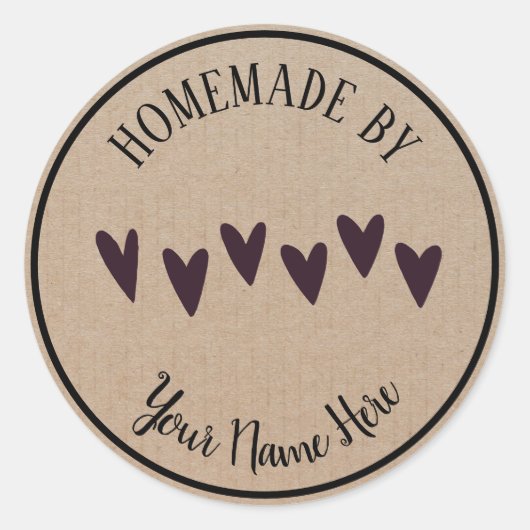 Homemade door hart Klassieke ronde Sticker (Voorkant)