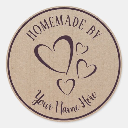 Homemade door hart Klassieke ronde Sticker (Voorkant)