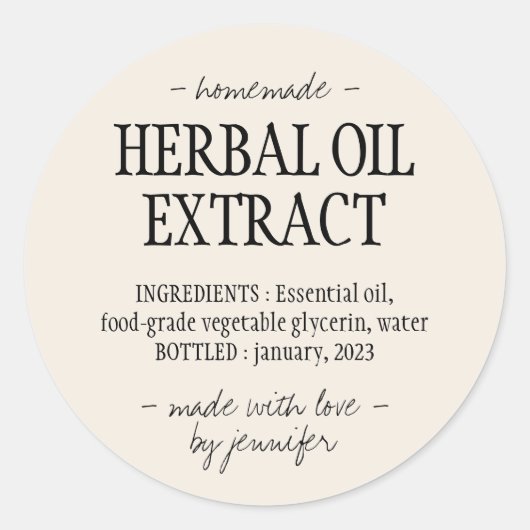 Homemade drink Cream iory Kruidenoil extract Ronde Sticker (Voorkant)