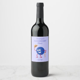 Homemade Elderberry Wine Cartoon Art Fleslabels Wijn Etiket