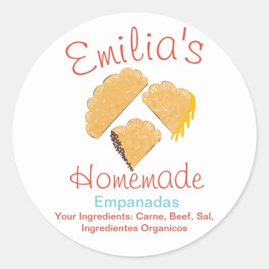 Homemade Empanadas Business Hand Drawn Art Ronde Sticker (Voorkant)