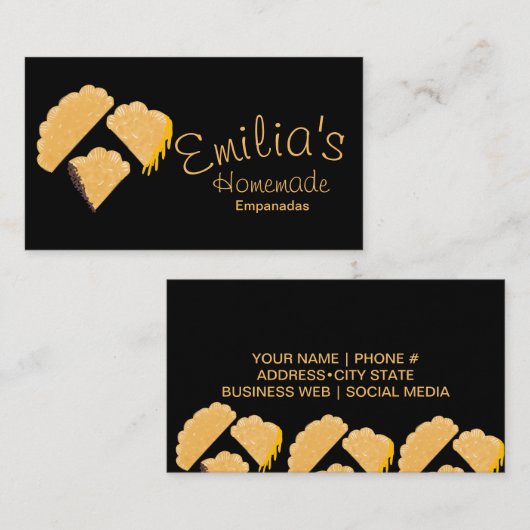 Homemade Empanadas Business Hand Drawn Black Visitekaartje (Voorkant / Achterkant)