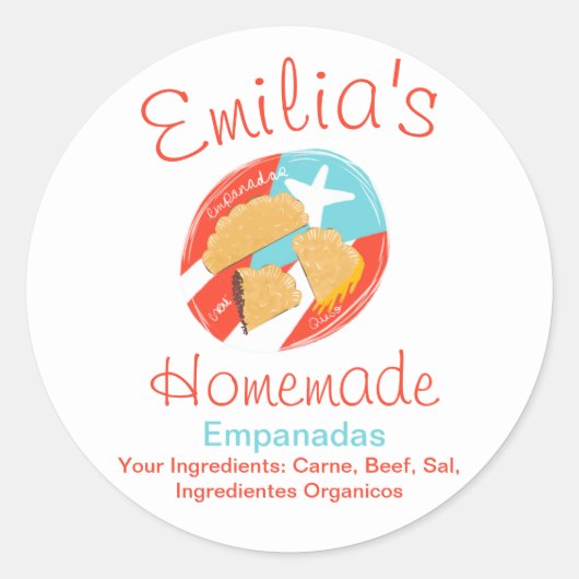 Homemade Empanadas Business Hand Drawn Logo Ronde Sticker (Voorkant)