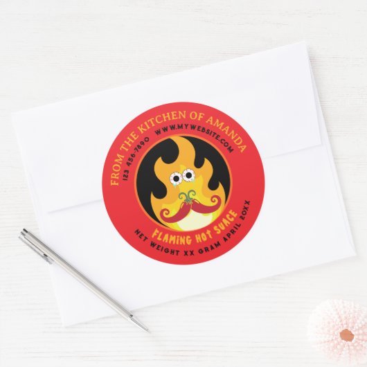Homemade Flaming Custom Funny Hot Sauce Label (Envelop)