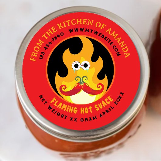 Homemade Flaming Custom Funny Hot Sauce Label