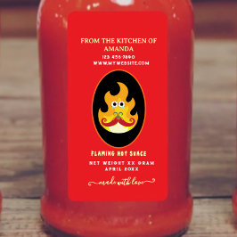 Homemade Flaming Custom Hot Sauce Label