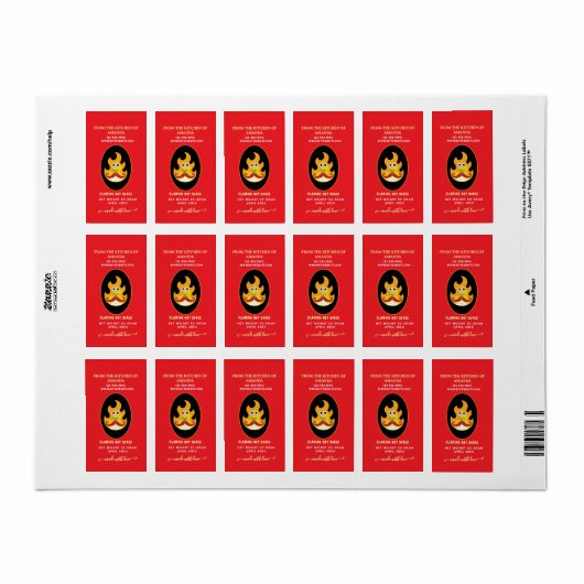 Homemade Flaming Custom Hot Sauce Label (Full Sheet)