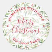 Homemade Food Treat Kerstmis Baking Holly Berries Ronde Sticker (Voorkant)