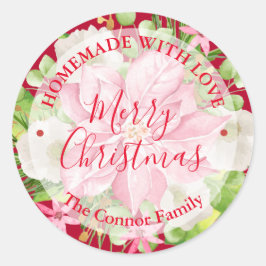 Homemade Food Treat Kerstmis Baking Poinsettia Ronde Sticker