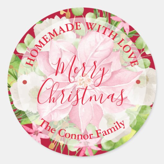 Homemade Food Treat Kerstmis Baking Poinsettia Ronde Sticker
