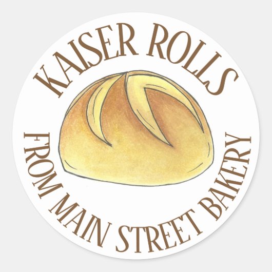 Homemade Fresh Bked Bakery Kaiser Bread Rolls Ronde Sticker (Voorkant)