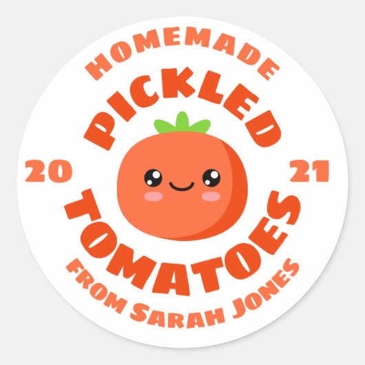 Homemade gebeitelde tomaten ronde sticker (Voorkant)
