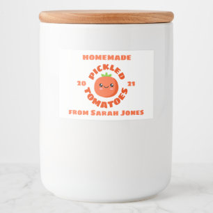 Homemade gebeitelde tomaten voedselcontainer etiket