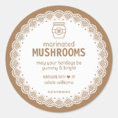 Homemade gemarineerde paddenstoelen ticker ronde sticker (Voorkant)