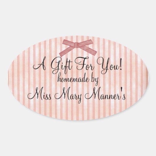 Homemade Gift Peach Stripes Label (Voorkant)