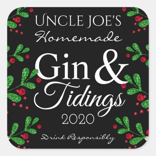 Homemade Gin & Tidings Holiday Labels (Voorkant)