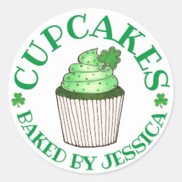 Homemade Green Shamrock Cupcakes, gebarsten door Ronde Sticker