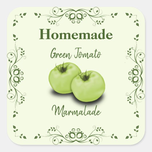 Homemade Green Tomato Marmalade Canning Jar Label (Voorkant)