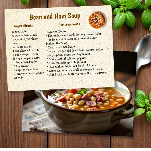 Homemade Ham and Bean Soup Recipe Briefkaart