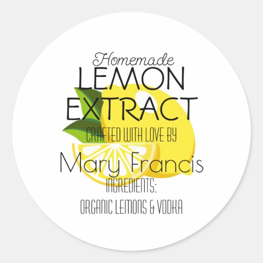 Homemade handcrafted Lemon Extract Crafted Ronde Sticker (Voorkant)