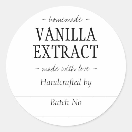 Homemade Handcrafted Vanilla Extract Kitchen Jar Ronde Sticker (Voorkant)