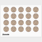 Homemade Handgemaakt met Love Brown Kraft Classic  Ronde Sticker (Vel)