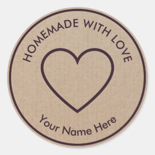 Homemade Handgemaakt met Love Brown Kraft Classic  Ronde Sticker