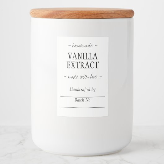 Homemade Handgemaakt Vanilla Extract flespot Voedselcontainer Etiket (Voorkant)