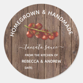 Homemade & Handgemaakte Houten Tomatensaus Mason P Ronde Sticker