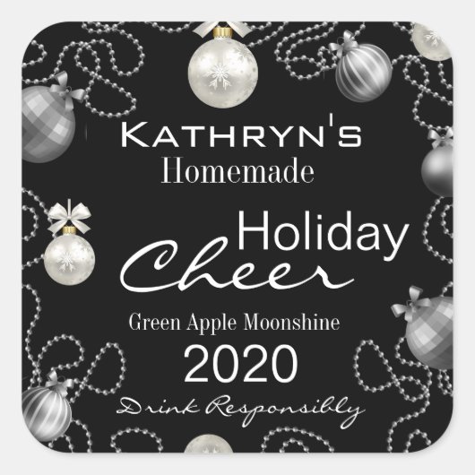 Homemade Holiday Cheer Moonshine - Gepersonaliseer Vierkante Sticker (Voorkant)