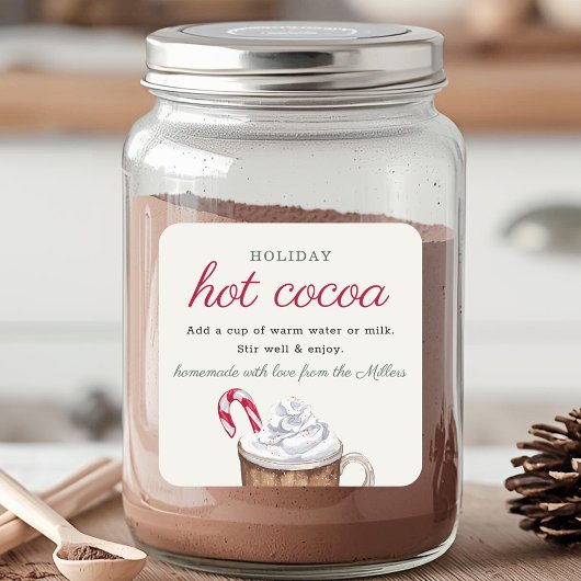 Homemade Holiday Hot Cocoa Mix Christmas Gift Vierkante Sticker