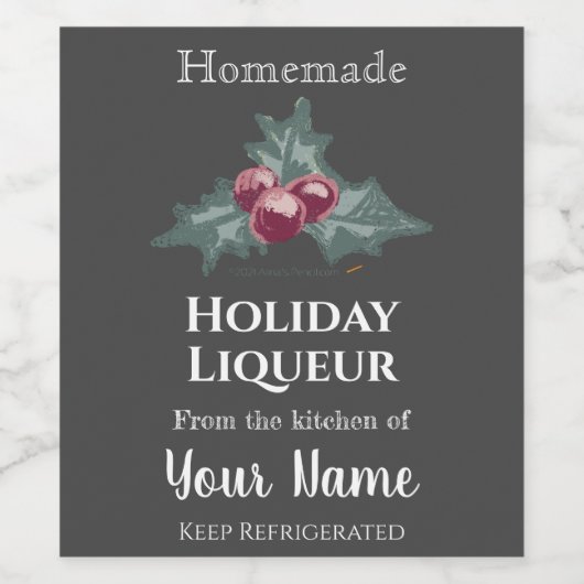 Homemade Holiday Liqueur Wine Chalkboard Kerstbord Wijn Etiket (Enkel label)