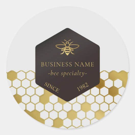 Homemade Honey Bee Honeycomb Productlabel Ronde Sticker (Voorkant)