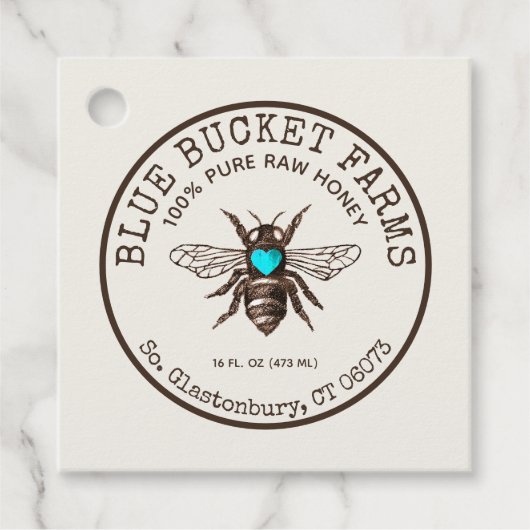 Homemade Honey Bee Jar Neck Label (Voorkant)