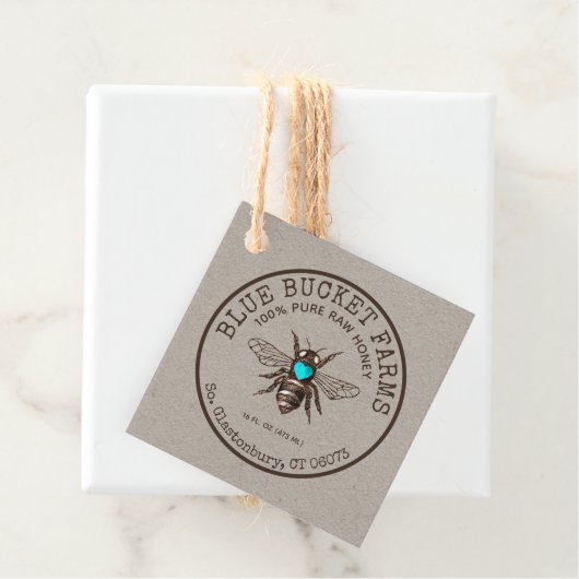 Homemade Honey Bee Kraft Jar Neck Label (In situ)